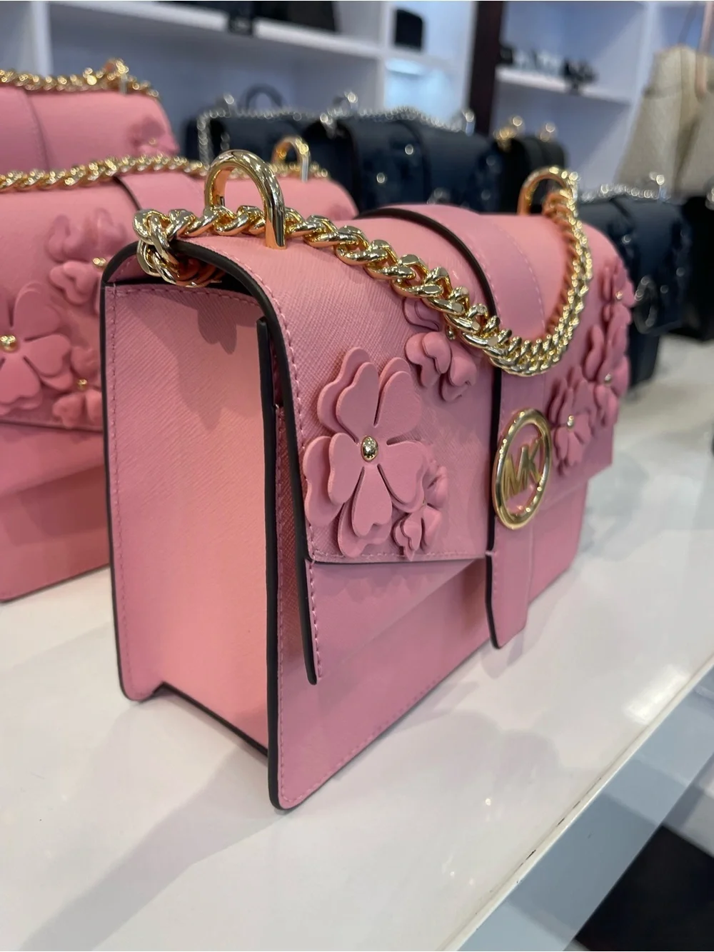MICHAEL KORS Greenwich Small Floral Embellished Crossbody Bag Carnation  NWT